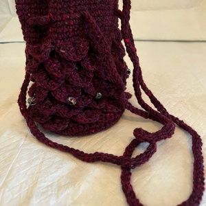 Crossbody Bucket Purse - Irish Wool Aran - Handmade